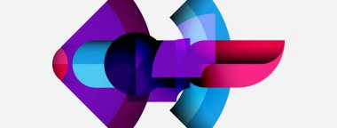 Soyut şekiller örtüşüyor, canlı renk değişimleri yaratıyor. Kompozisyon modern, dinamik ve görsel olarak ilginç hissettiriyor. Düz geçişler tasarıma hükmediyor.