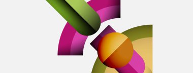 Soyut renkli şekiller örtüşür, dinamik bileşim yaratır. Parlak renkler harmanlanır, modern görsel deneyimler oluşturur. Yumuşak eğimler hareketi önerir.