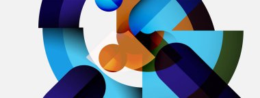 Üst üste binen renkli kavisler içeren soyut kompozisyon. Şekiller, renkler arasında hareket, derinlik ve dinamik etkileşim olduğunu gösteriyor. Modern tasarım.