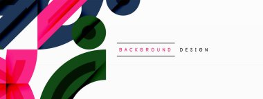 Soyut renkli şekiller beyaz uzayla örtüşüyor. Modern tasarım elementleri dinamik görsel doku oluşturur. Minimalist estetik.