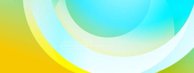 Soyut eğim arkaplanı. Pürüzsüz kıvrımlar sarı, yeşil, mavi renkleri harmanlıyor. Dijital projeler için modern tasarım ögesi.