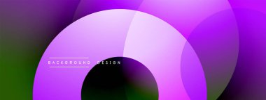 Soyut arkaplan özellikleri üst üste binen mor daireler, gradyanlar. Metin arka plan tasarımı okur. Modern, canlı görsel kompozisyon.