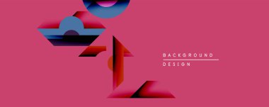 Soyut geometrik şekiller canlı pembe arka planda kesişir. Gradyan renkler dinamik görsel efekt yaratır. Modern uygulamalar için uygun minimalist tasarım.