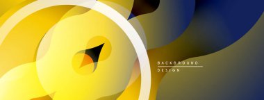 Soyut tasarım akıcı şekiller, sarı renkler, koyu mavi aksanlar içerir. Modern kompozisyon dinamik görsel efekt yaratır.