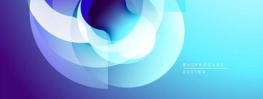 Soyut sıvı şekilleri, canlı maviler, mor gradyanlar. Modern tasarım, pürüzsüz geçişler, dinamik kompozisyon. Minimalist estetik.