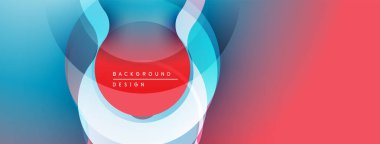 Soyut katmanlı şekiller dinamik görsel efekt yaratır. Mavi, kırmızı renkler kompozisyona hakim. Arka planlar için modern tasarım ögesi.