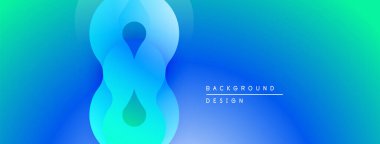 Soyut mavi eğimli arkaplan. Dairesel şekiller sıvı tasarımı oluşturur. Modern estetik, dijital projeler için uygun.