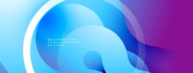 Soyut sıvı şekiller mavileri, morları harmanlıyor. Modern tasarım hareketi çağrıştırıyor, derinliği. Gradyan renkler dinamik görsel efekt yaratır.