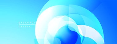 Soyut mavi tasarım, üst üste binen daireler, gradyanlar. Modern estetik, temiz kompozisyon, uygun arkaplan ögesi.