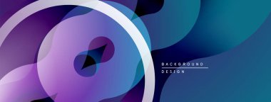 Soyut sıvı şekilleri, mor, mavi gradyanlar. Modern tasarım öğesi, dinamik kompozisyon, pürüzsüz geçişler. Minimalist estetik.