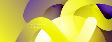 Soyut sarı, mor katmanlar dinamik bir zemin oluşturur. Yumuşak eğimler, üst üste binen şekiller modern estetik sunuyor. Mevcut en küçük metin.