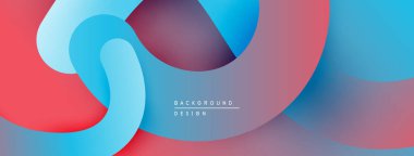 Soyut sıvı şekilleri örtüşür, canlı kırmızı ve mavi renkler yaratır. Modern tasarım hareketi, derinliği, görsel uyumu öneriyor.