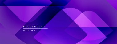 Soyut mor arkaplan. Üst üste binen şekiller dinamik görsel efekt yaratır. Sancaklar ve başlıklar için modern tasarım uygun.