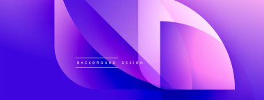 Soyut mor tasarım katmanlı şekiller, gradyanlar içerir. Metin arka plan tasarımı okur. Modern, canlı estetik..