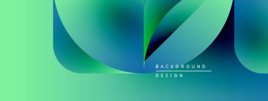 Soyut gradyanlar harmanlanarak sıvı şekiller oluşturur. Teal, turkuaz, yeşil renkler tasarımda baskın. Minimum metin mevcut, modern estetik.