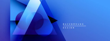 Soyut mavi geometrik şekiller örtüşür ve dinamik bir değişim etkisi yaratır. Sancaklar ve arka planlar için modern tasarım uygun.