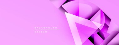 Soyut pembe tasarım geometrik şekiller, gradyanlar, üst üste binen katmanlar içerir. Arka planlar ve sunumlar için modern estetik.