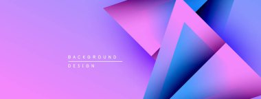 Soyut geometrik şekiller örtüşüyor, canlı mor ve mavi renkler yaratıyor. Arkaplan ve sunumlar için modern tasarım ögesi.