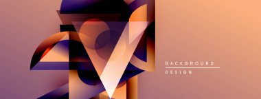 Soyut geometrik şekiller örtüşür, dinamik görsel efekt yaratır. Sıcak renk paleti tasarıma hükmediyor, modern estetik.