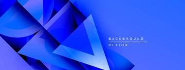 Soyut mavi geometrik şekiller dinamik arkaplan yaratır. Gradyan gölgeler modern görsel cazibe sunar. Metin arkaplan tasarımı okur.