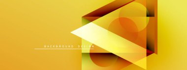 Soyut geometrik bileşim. Sarı, turuncu renkler tasarımda baskın. Üst üste binen şekiller dinamik görsel efekt yaratır. Modern biçim.