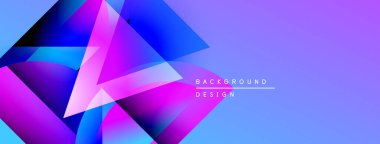 Soyut geometrik şekiller, canlı mor, mavi gradyanlar. Modern tasarım, dijital arkaplanlar ve sunumlar için uygun.