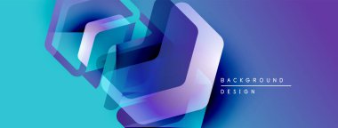 Soyut geometrik şekiller örtüşür, canlı mavi gradyan etki yaratır. Arkaplan ve sunumlar için modern tasarım ögesi.