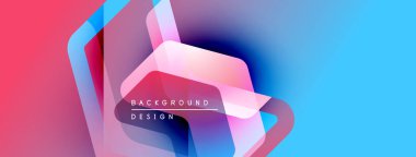 Soyut geometrik şekiller canlı renkleri harmanlarlar. Gradyan geçişler modern arkaplan tasarımı yaratır. Düz eğriler, dinamik bileşim.