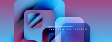 Soyut geometrik şekiller çakışıyor. Gradyan renkler harmanlanarak modern arkaplan tasarımı oluşturuldu. Metin arkaplan tasarımı okur.
