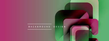 Soyut geometrik şekiller çakışıyor. Renkler pembeden yeşile dönüşüyor. Metin arka plan tasarımı okur. Modern görsel kompozisyon.