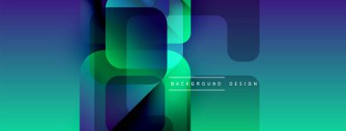 Soyut geometrik şekiller örtüşür, parlak mavi, yeşil eğimler yaratır. Arkaplan ve sunumlar için uygun modern tasarım.