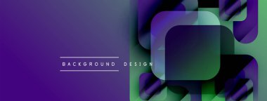 Soyut mor yeşil eğimli arkaplan. Üst üste binen kareler modern tasarım yaratır. Metin arka plan tasarımı okur. Basit, temiz estetik..