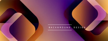 Soyut geometrik şekiller örtüşüyor, canlı mor, turuncu renkler yaratıyor. Arkaplan ve sunumlar için modern tasarım ögesi.