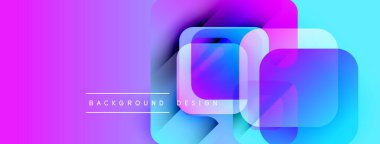 Canlı, soyut bir arkaplan. Üst üste binen kareler dinamik görsel efekt yaratır. Renk değişimi, mavi, pembemsi kompozisyon. Modern tasarım ögesi.