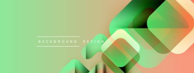 Soyut geometrik şekiller örtüşür, canlı bir gradyan arkaplan oluşturur. Yumuşak renkler harmanlanır, modern tasarım ögesi oluşturulur.