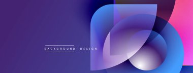 Soyut geometrik şekiller mor, mavi, pembe gradyanlarla örtüşür. Modern tasarım elementleri dinamik görsel efekt yaratır. Arkaplan metni arkaplan tasarımı okur.