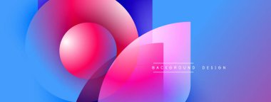 Soyut, enerjik şekiller çakışıyor. Mavi, pembe, mor renkler modern görsel efektler yaratır. Metin arkaplan tasarımı okur.