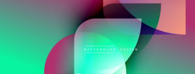 Soyut gradyanlar harmanlanarak, dinamik görsel akış yaratır. Üst üste binen şekiller derinliği gösteriyor, modern estetiği. Metin arkaplan tasarımı okur.