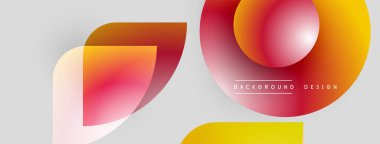 Soyut şekiller örtüşüyor, canlı renk değişimleri yaratıyor. Modern tasarım pürüzsüz geçiş özelliklerine sahiptir, sarı, pembe, turuncu renkler. Minimalist estetik.