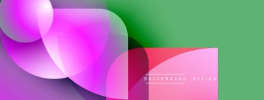 Soyut renkli şekiller çakışıyor. Gradyan renkler harmanlanarak modern görsel efekt yaratır. Arkaplan dinamik tasarım ögeleri öneriyor.