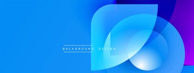 Soyut mavi arkaplan. Üst üste binen şekiller dinamik görsel efekt yaratır. Dijital projeler için modern tasarım.