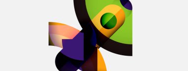 Canlı şekiller, kıvrımlar, renkler içeren soyut bir kompozisyon. Modern tasarım, dinamik etkileşim, görsel uyum sunumu.