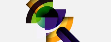 Soyut bileşim renk örtüşen kavisler, kıvrımlar, şekiller içerir. Modern tasarım, canlı renkler dinamik görsel etki yaratır.