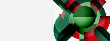 Soyut tasarım özellikleri üst üste binen daireler, kırmızı, yeşil renkler. Minimalist kompozisyon ve belirgin bir negatif alan. Modern estetik, temiz çizgiler sunar.