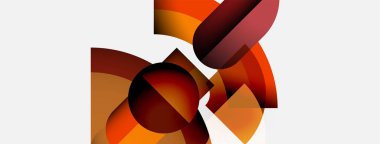 Soyut kompozisyon. Sıcak renkler baskın, üst üste binen kıvrımlı şekiller. Modern tasarım, basit geometri.