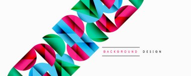 Soyut geometrik şekiller örtüşür, canlı renkli tasarım yaratır. Beyaz arka plan temiz bir kontrast sağlıyor. Modern estetik.