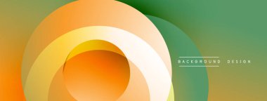 Soyut renkli katmanlar dinamik görsel efekt yaratır. Pürüzsüz gradyanlar turuncu, yeşil ve sarı renkleri harmanlarlar. Modern tasarım ögesi.