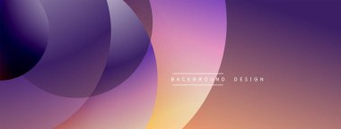 Soyut gradyan şekiller çakışıyor. Mor, turuncu renkler tasarımda baskın. Minimalist metin arka plan tasarımı okur. Yumuşak geçişler modern estetik yaratıyor.