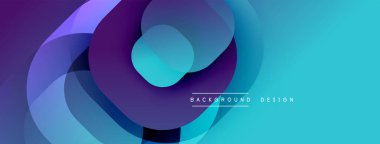 Soyut sıvı şekilleri örtüşür, parlak mavi ve mor renkler yaratır. Arkaplan, pankart ve sunumlar için modern tasarım ögesi.