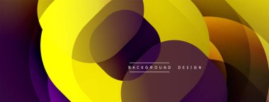 Soyut geometrik şekiller örtüşür, parlak sarı ve mor renkler yaratır. Arkaplan ve sunumlar için modern tasarım ögesi.